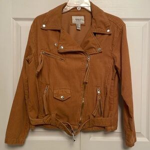 Forever 21 Los Angeles Fall Corduroy Bomber Zip Jacket Small Camel Color